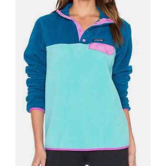 Patagonia Synchilla Snap T Fleece Pullover Howling Turquoise Size Large Women’s - Picture 1 of 12